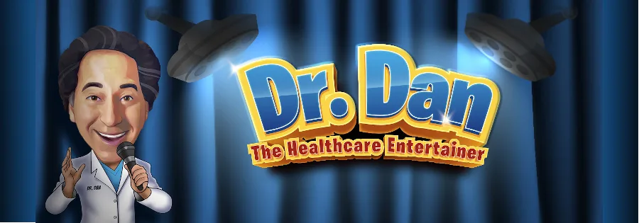 Dr. Dan the Healthcare Entertainer cartoon logo